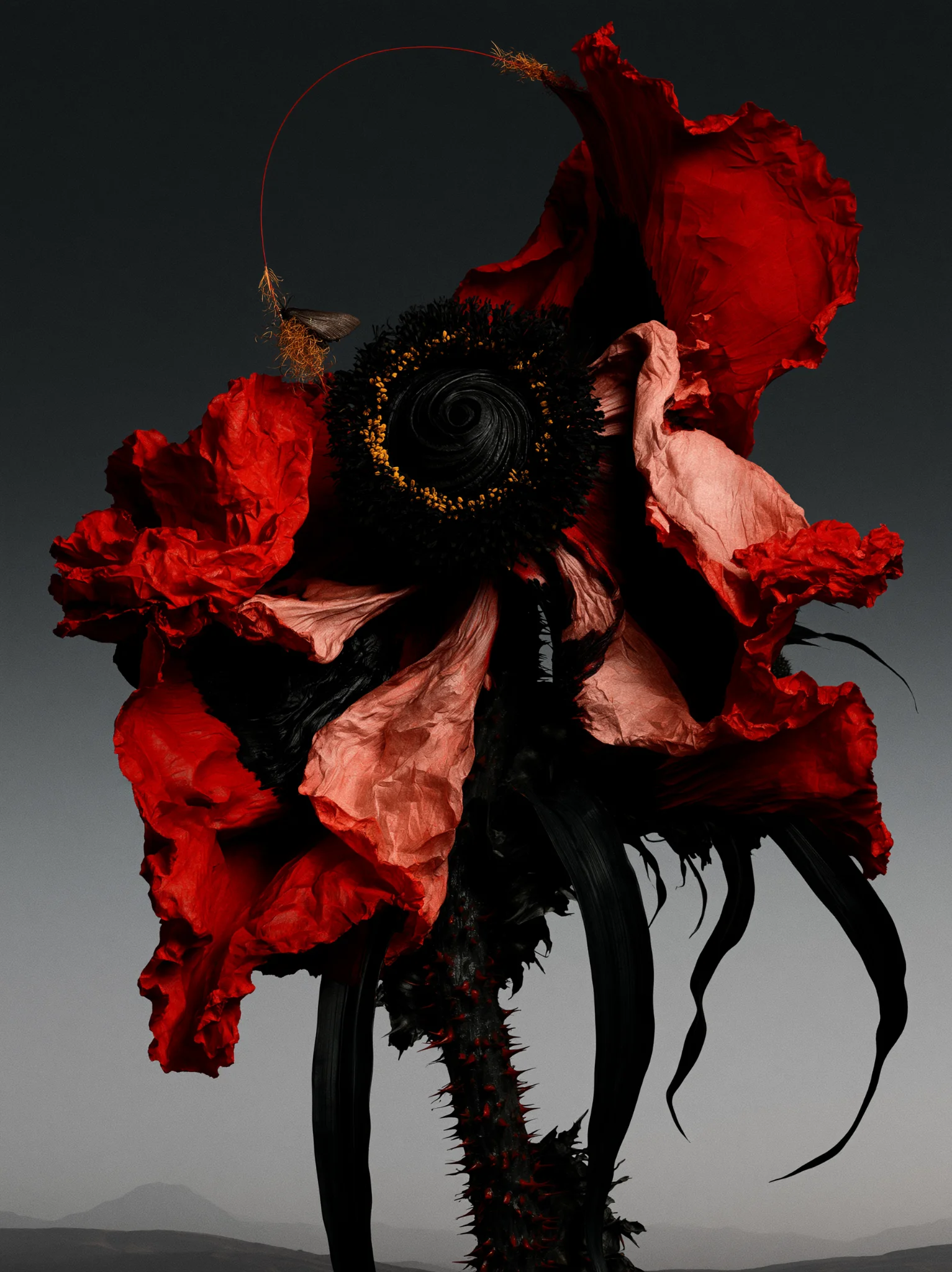 Surreal botanical 3D render prompt