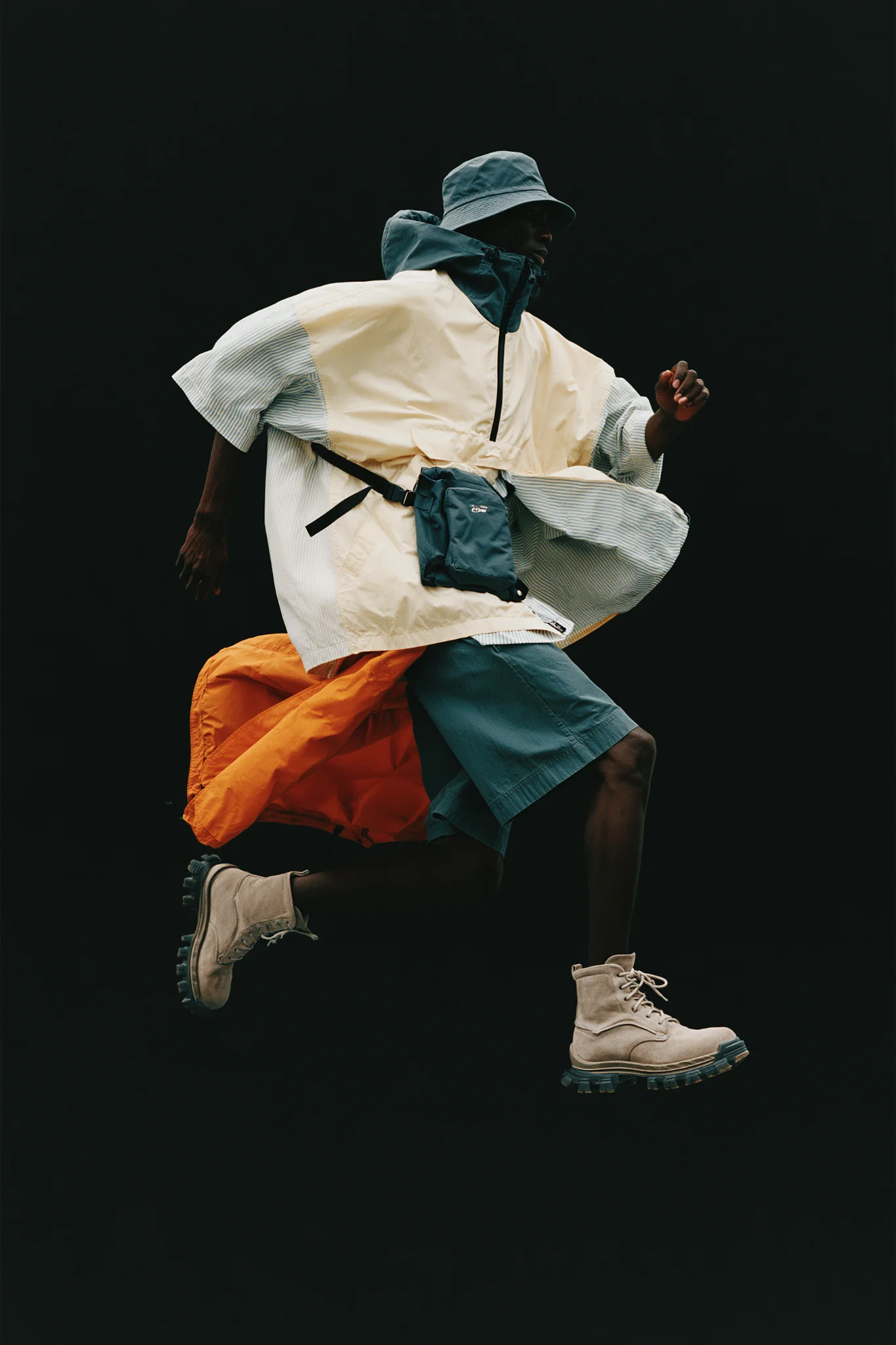 Dynamic streetwear fashion editorial prompt