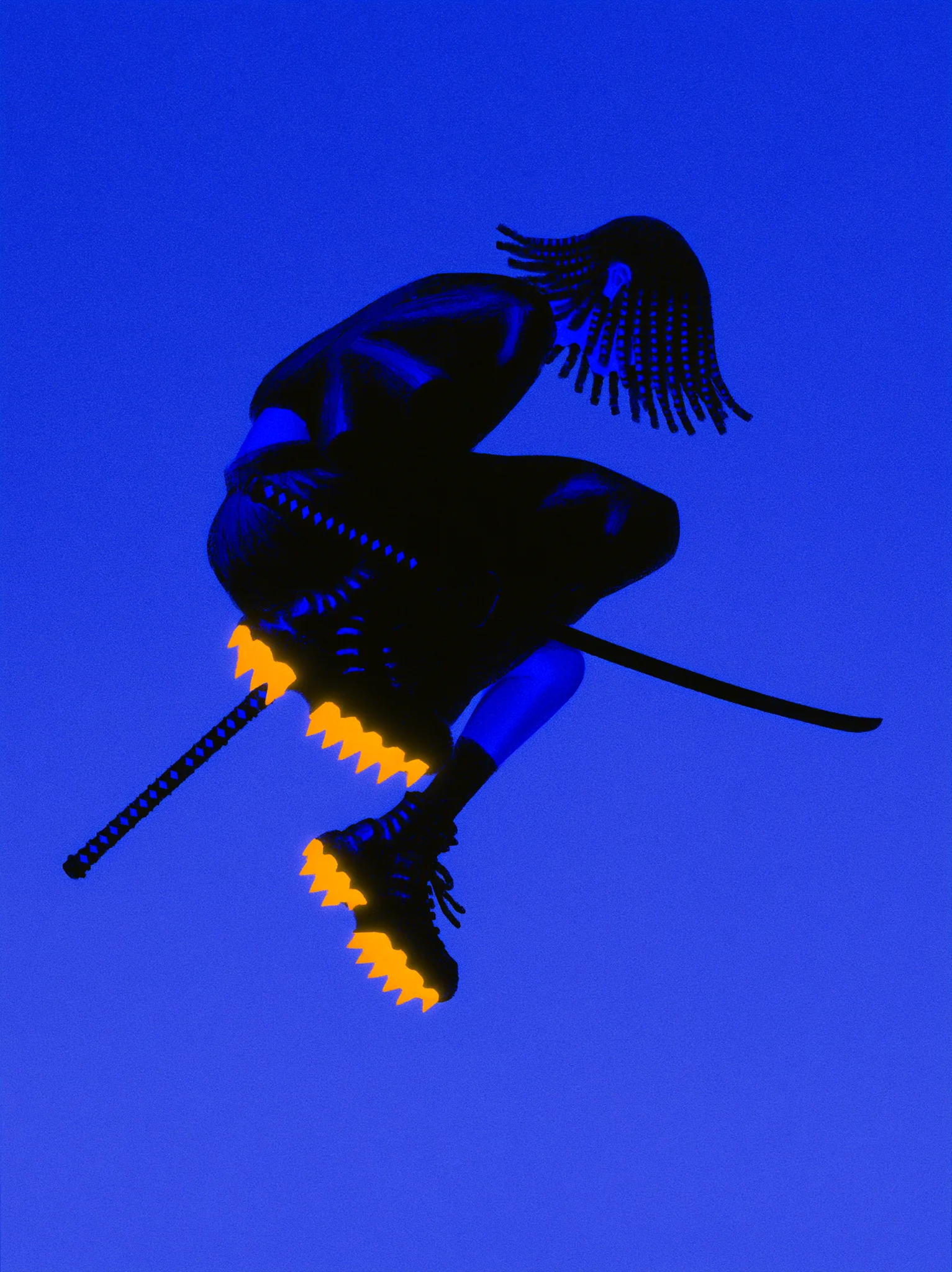 Neon cyberpunk warrior character prompt