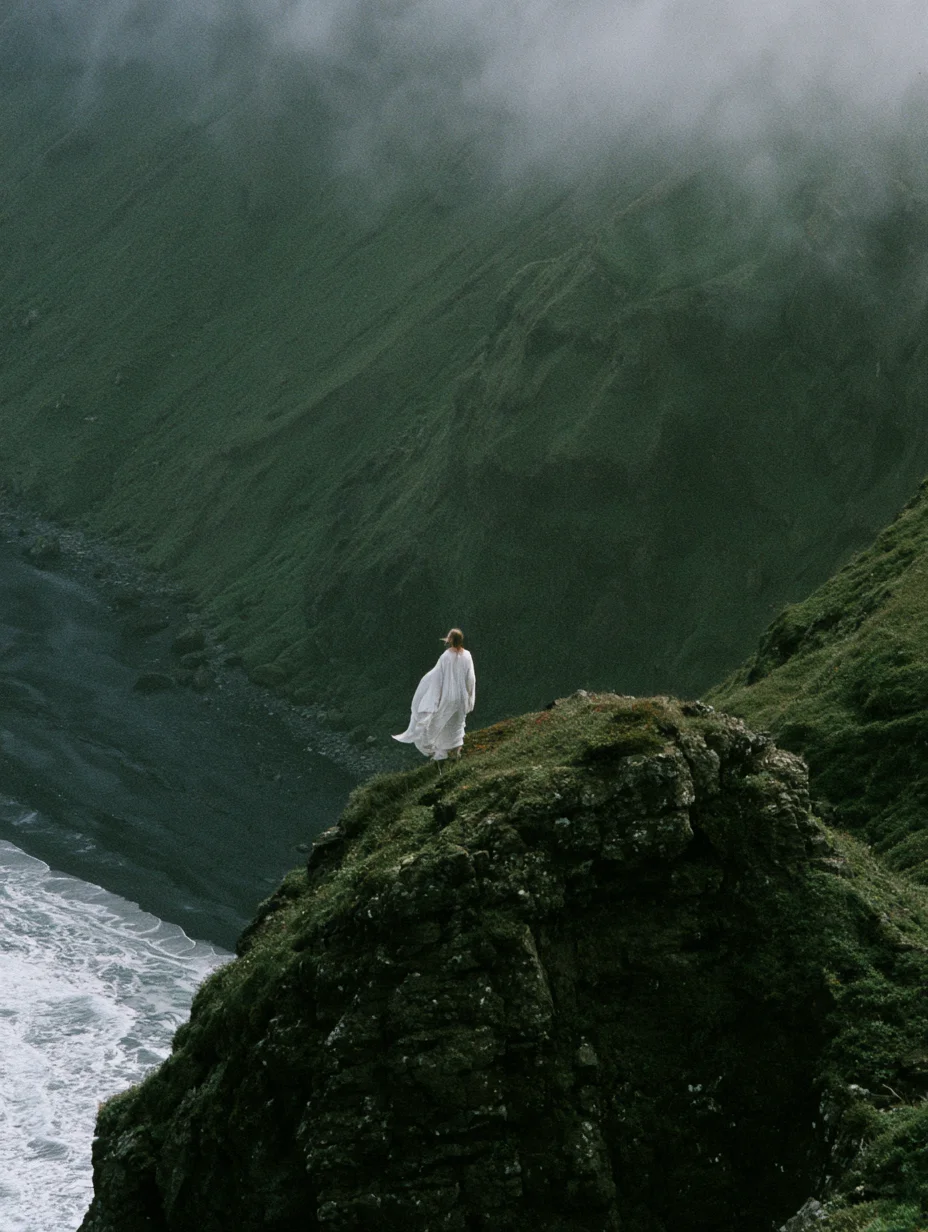 Moody atmospheric landscape editorial prompt