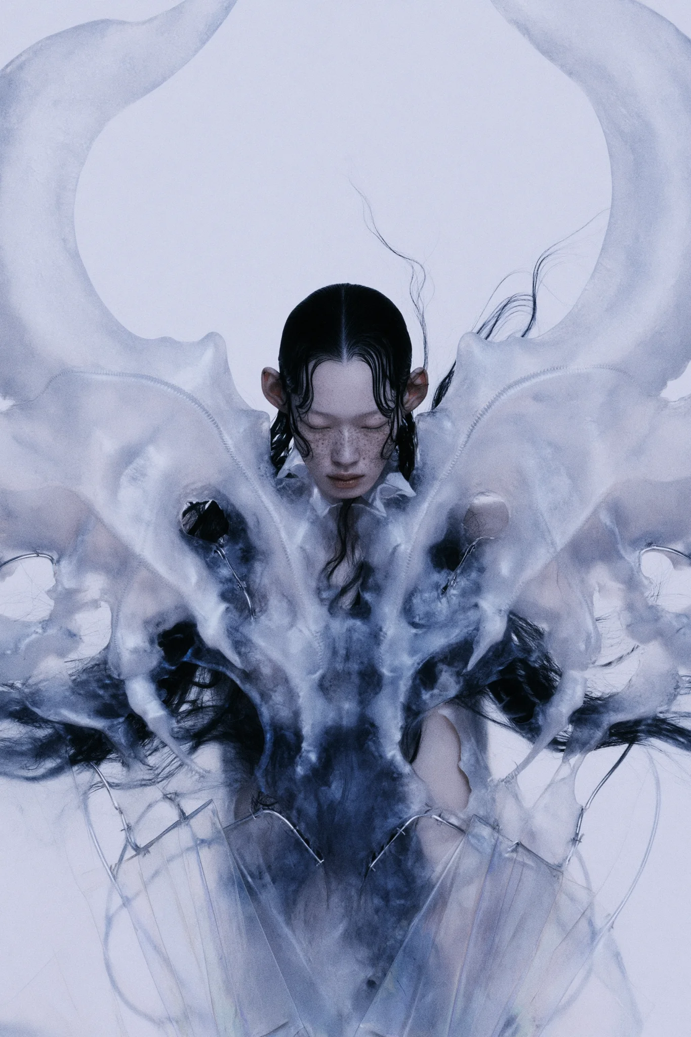 Ethereal avant-garde fashion editorial prompt