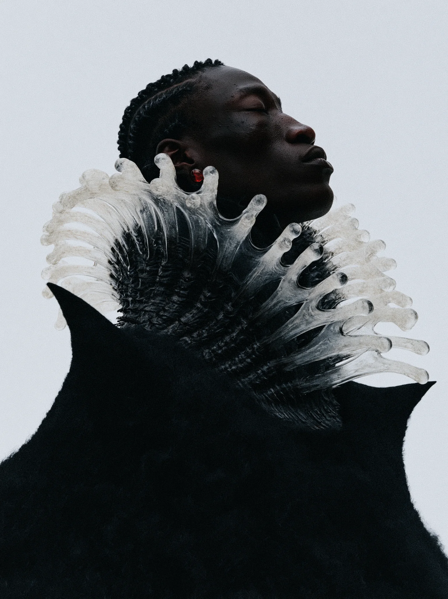 Hyperrealistic sculptural fashion portrait prompt