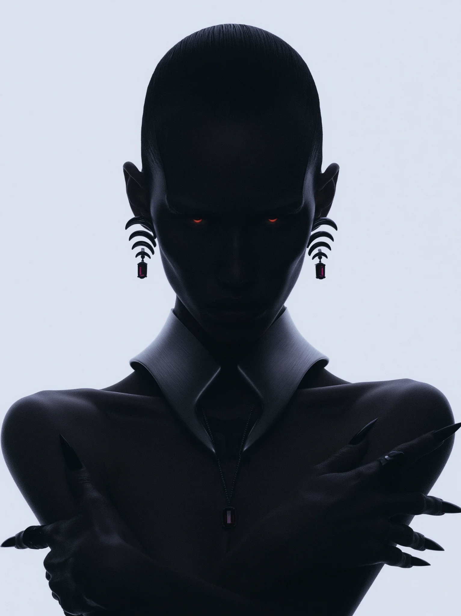 Futuristic minimalist fashion portrait prompt