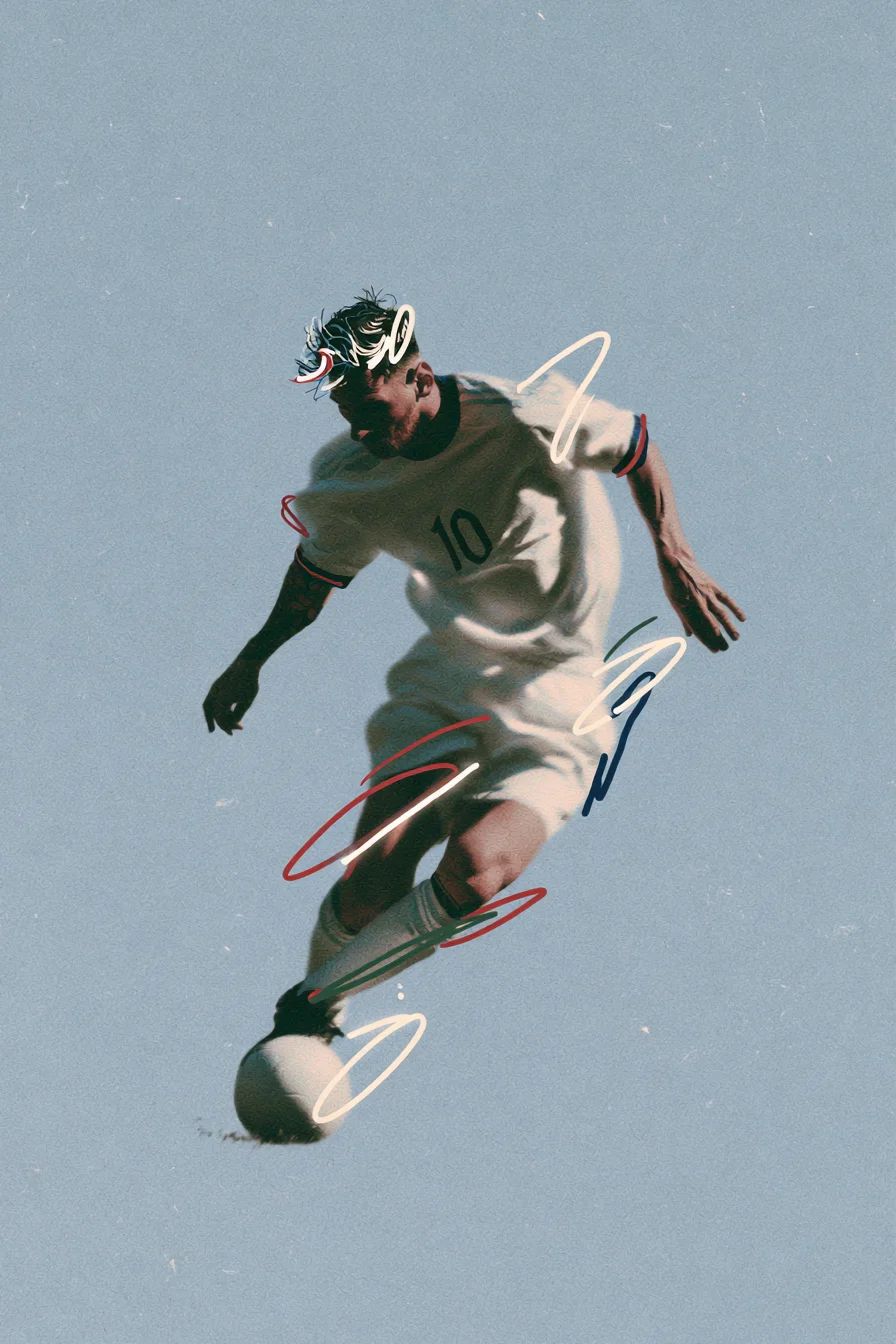 Minimalist expressive line art football player prompt