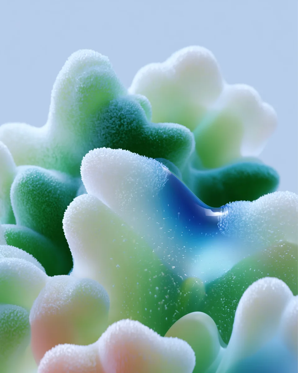 Macro abstract frosted gel texture prompt