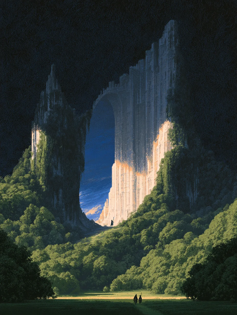Pixel art fantasy fortress ruin prompt