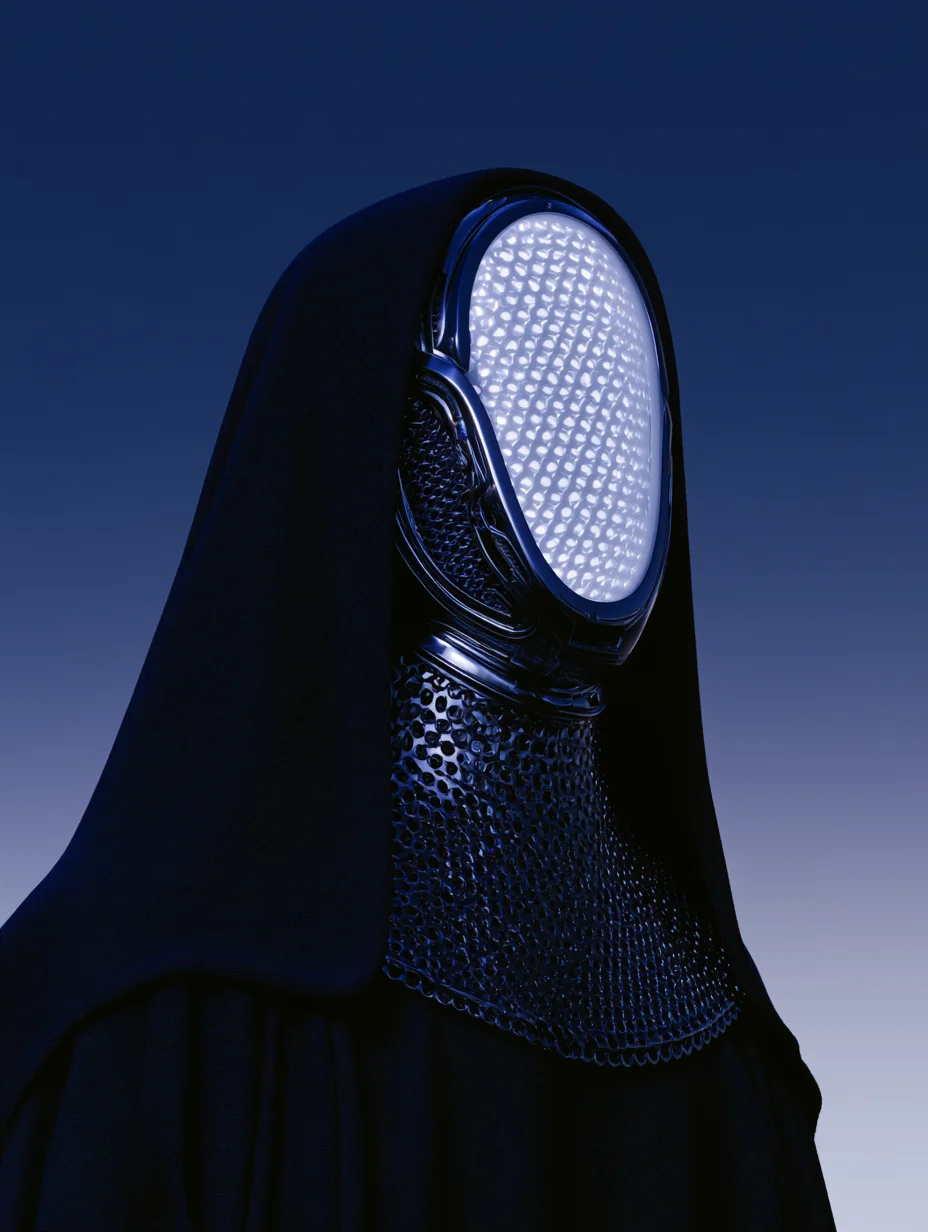 Futuristic cyberpunk faceless visor prompt