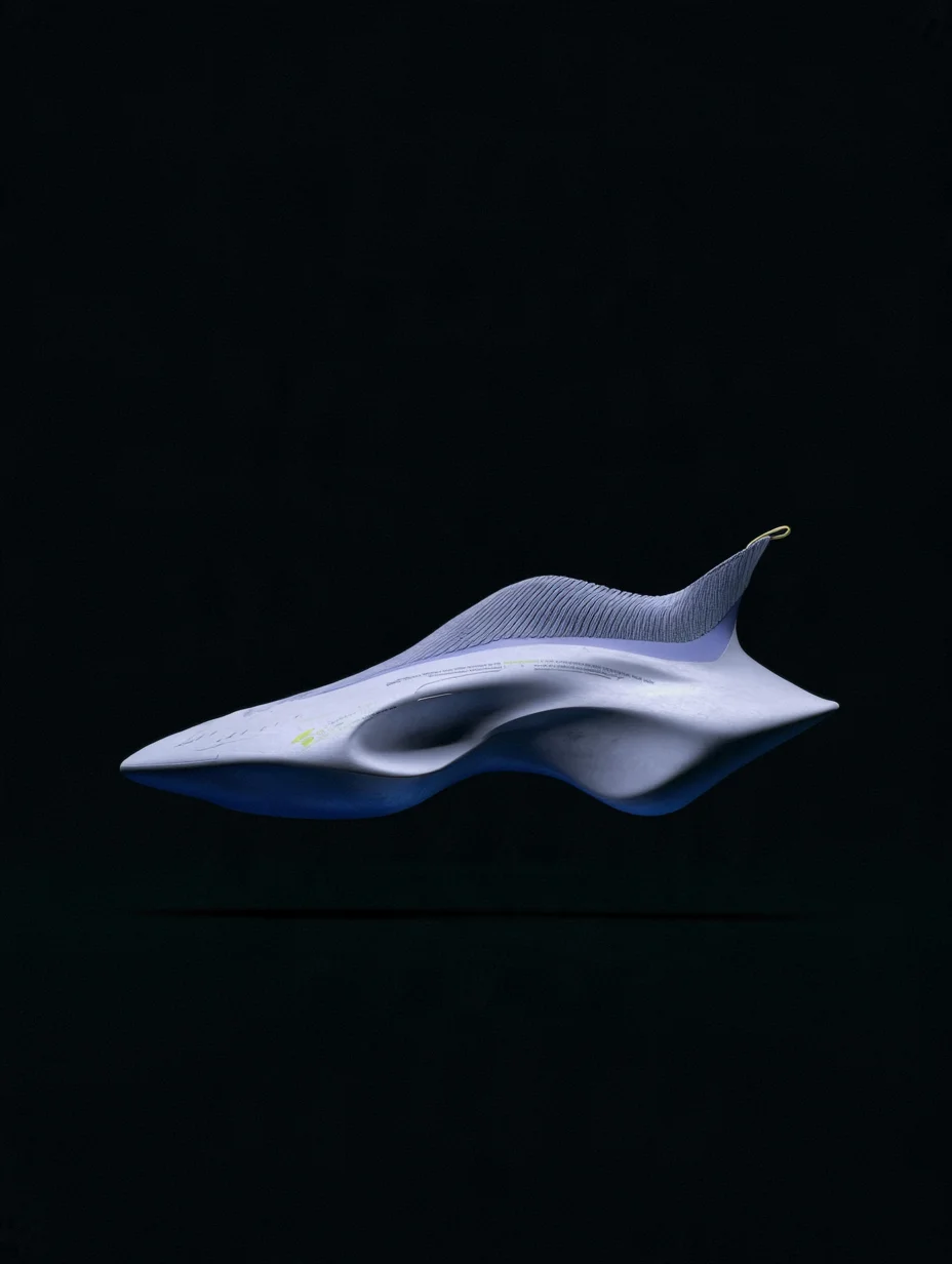 Minimalist futuristic sculptural shoe prompt