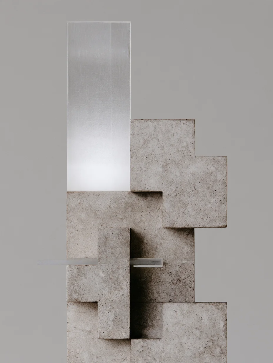 Minimalist concrete sculptural architecture prompt