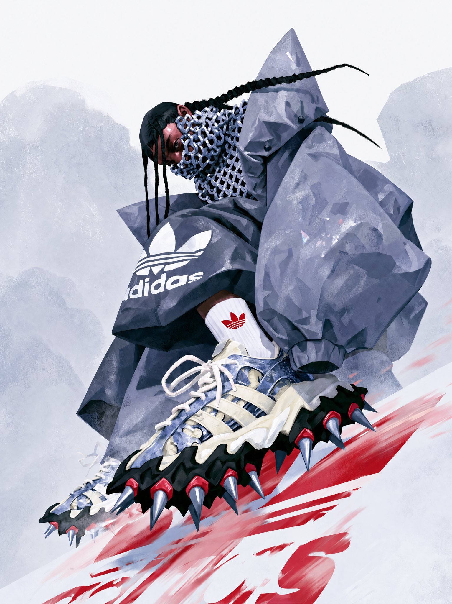 Chain mail with stripes and swooshes